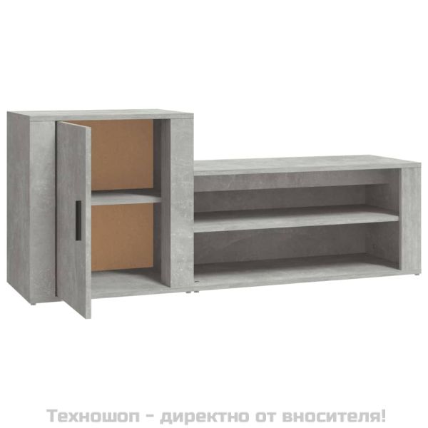 Шкаф за обувки, бетонно сив, 130x35x54 см, инженерно дърво