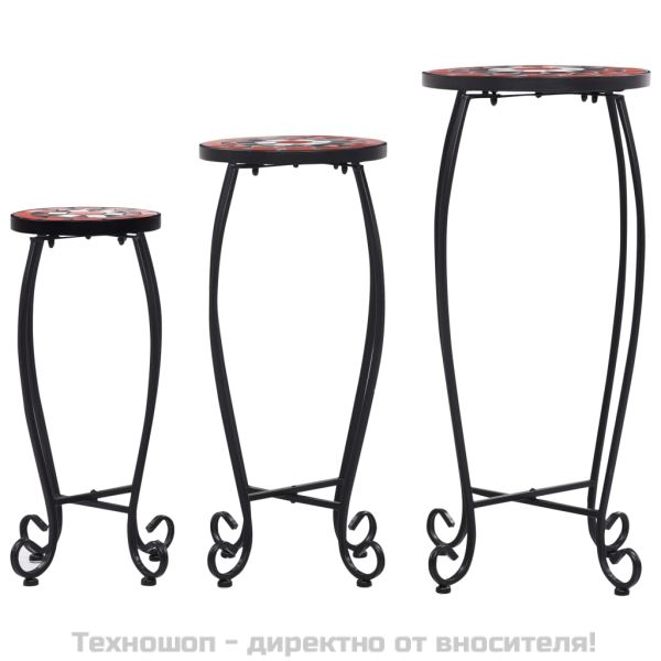 Мозаечни маси, 3 бр, теракота и бяло, керамика