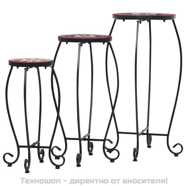 Мозаечни маси, 3 бр, теракота и бяло, керамика