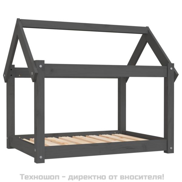 Кучешко легло, сиво, 81x60x70 см, борова дървесина масив