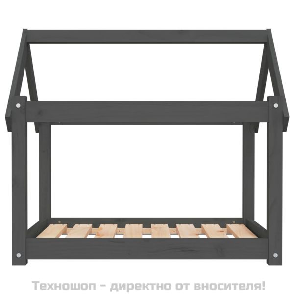 Кучешко легло, сиво, 81x60x70 см, борова дървесина масив