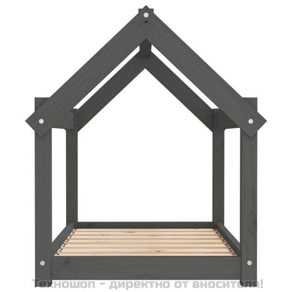 Кучешко легло, сиво, 81x60x70 см, борова дървесина масив