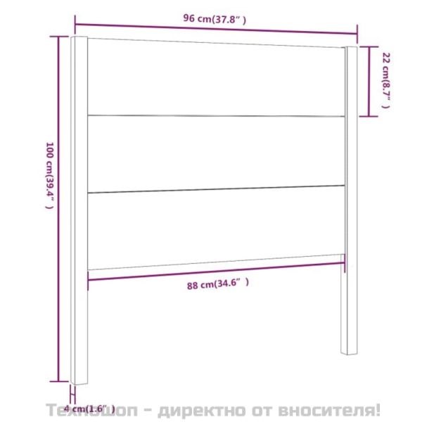 Табла за спалня, сива, 96x4x100 см, бор масив