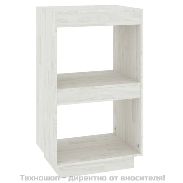 Библиотека, бяла, 40x35x71 см, борово дърво масив