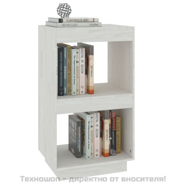 Библиотека, бяла, 40x35x71 см, борово дърво масив