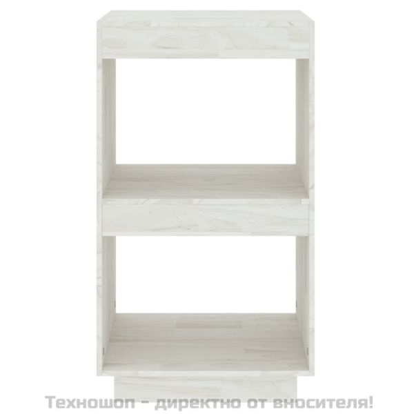 Библиотека, бяла, 40x35x71 см, борово дърво масив