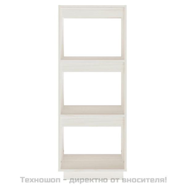 Библиотека/разделител за стая, бяла, 40x35x103 см, бор масив