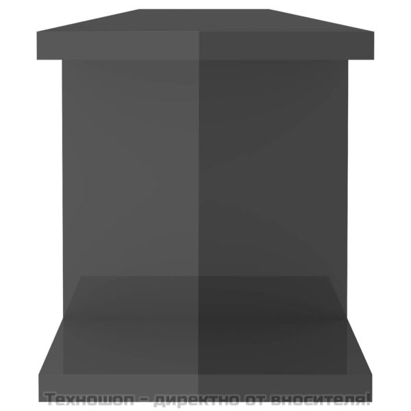 Стенни рафтове, 2 бр, сив гланц, 90x18x20 см, инженерно дърво