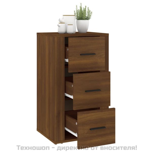 Сайдборд, кафяв дъб, 40x33x70 см, инженерно дърво