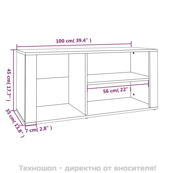 Шкаф за обувки, черен, 100x35x45 см, инженерно дърво