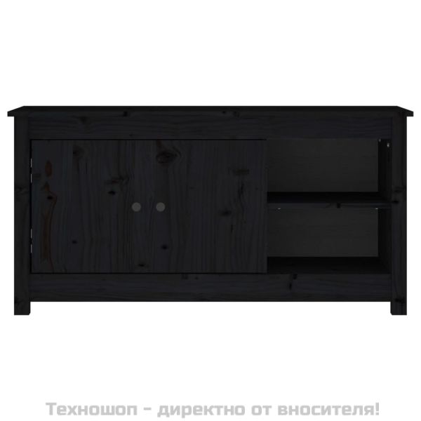 ТВ шкаф, черен, 103x36,5x52 см, бор масив