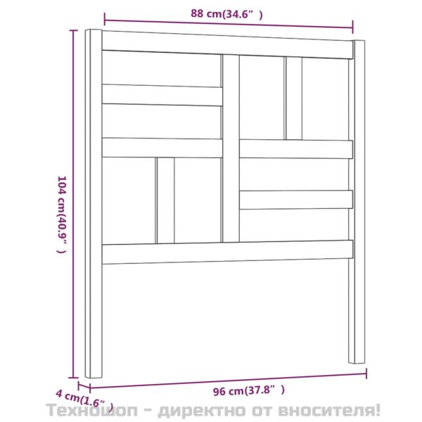 Горна табла за легло, 96x4x104 см, бор масив