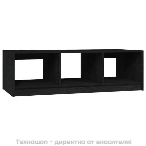 Маса за кафе, черна, 110x50x34 см, борово дърво масив