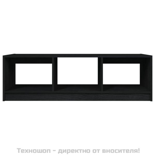 Маса за кафе, черна, 110x50x34 см, борово дърво масив
