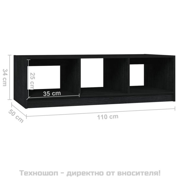 Маса за кафе, черна, 110x50x34 см, борово дърво масив