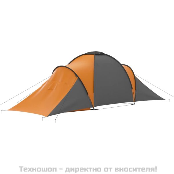 Палатка за къмпинг за 6 души, сиво и оранжево