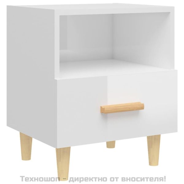 Нощни шкафчета, 2 бр, бял гланц, 40x35x47 см
