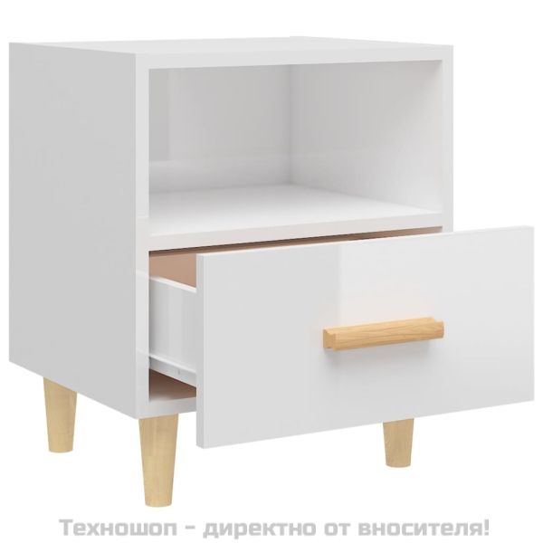 Нощни шкафчета, 2 бр, бял гланц, 40x35x47 см