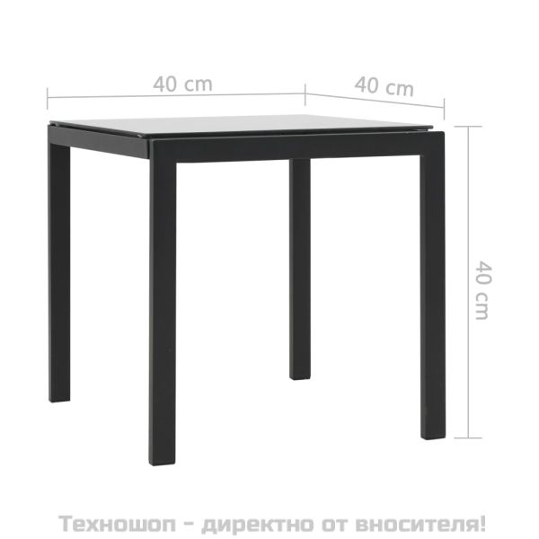 Шезлонги, 2 бр, с масичка, полиратан и Textilene, черни
