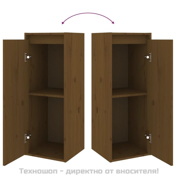 Стенни шкафове, 2 бр, меденокафяви, 30x30x80 см, бор масив