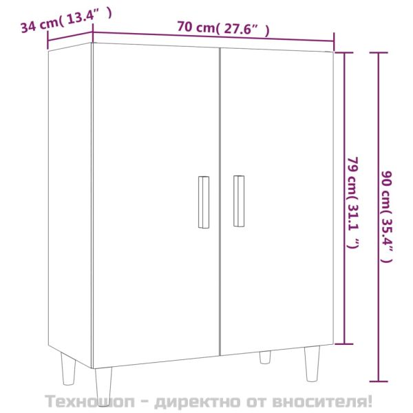 Сайдборд, опушен дъб, 70x34x90 см, инженерно дърво