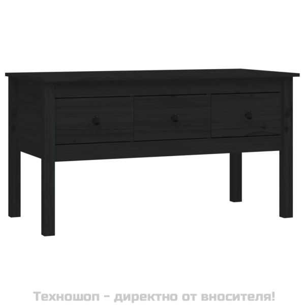 Кафе маса, черна, 102x49x55 см, борово дърво масив
