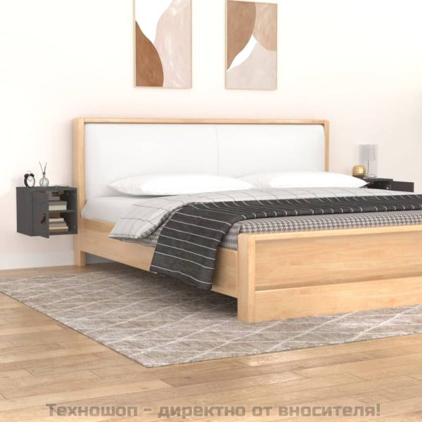 Стенни шкафове, 2 бр, сиви, 31,5x30x30 см, бор масив