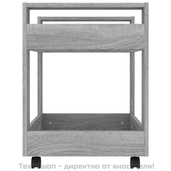 Бюро на колелца, сив сонома, 60x45x60 см, инженерно дърво