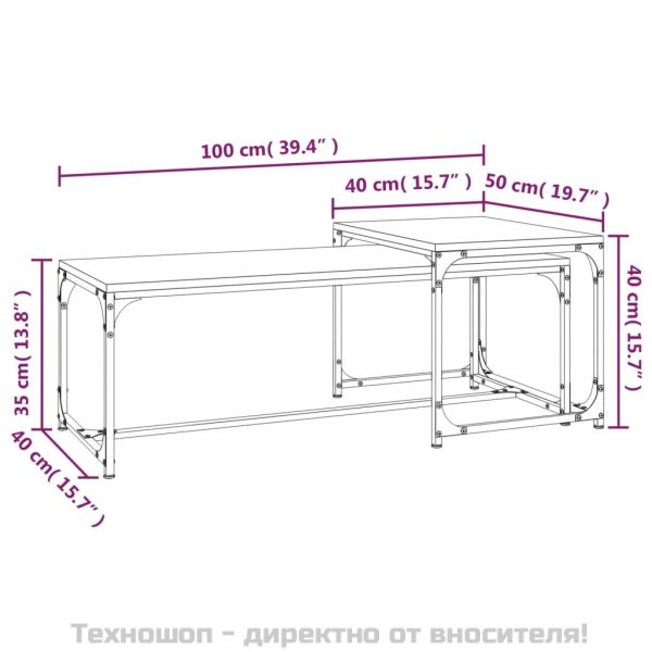 Кафе маси, 2 бр, дъб сонома, инженерно дърво