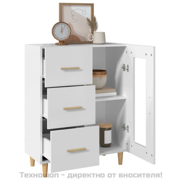 Сайдборд, бял, 69,5x34x90 см, инженерно дърво