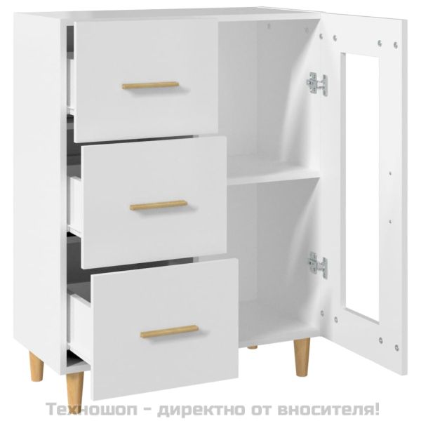 Сайдборд, бял, 69,5x34x90 см, инженерно дърво