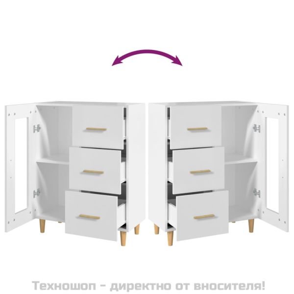 Сайдборд, бял, 69,5x34x90 см, инженерно дърво