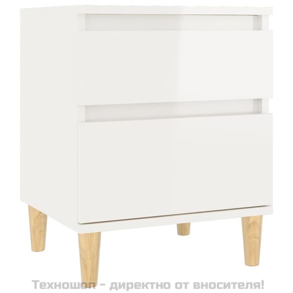 Нощно шкафче, бял гланц, 40x35x50 см