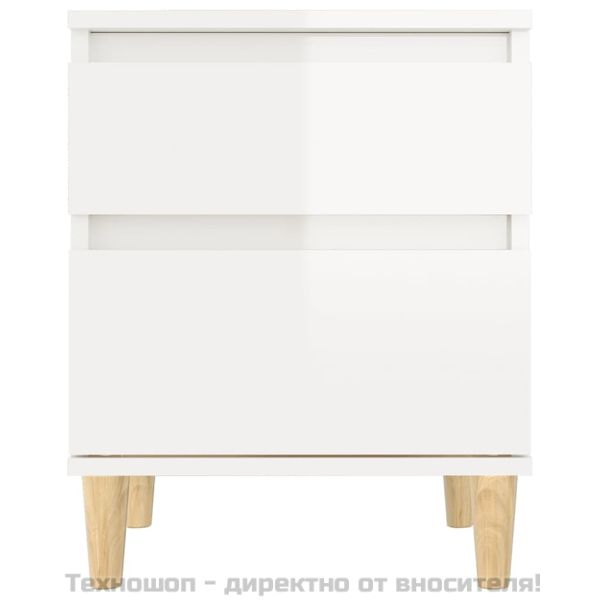 Нощно шкафче, бял гланц, 40x35x50 см