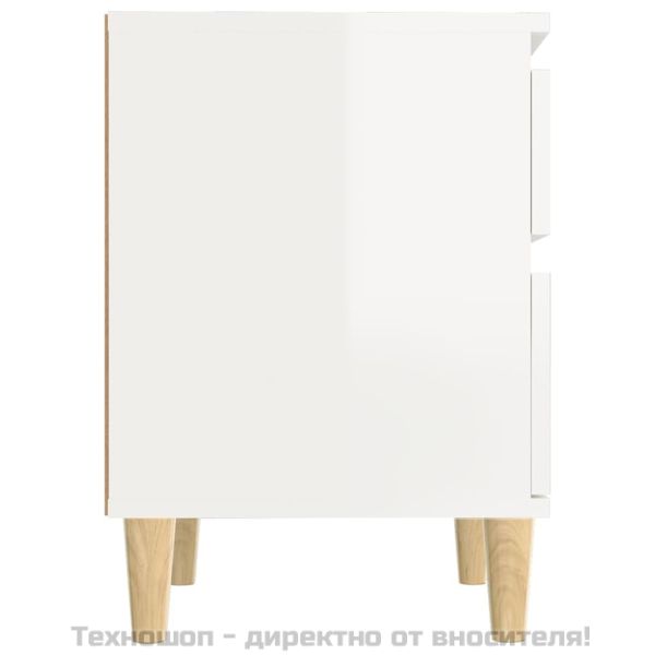 Нощно шкафче, бял гланц, 40x35x50 см