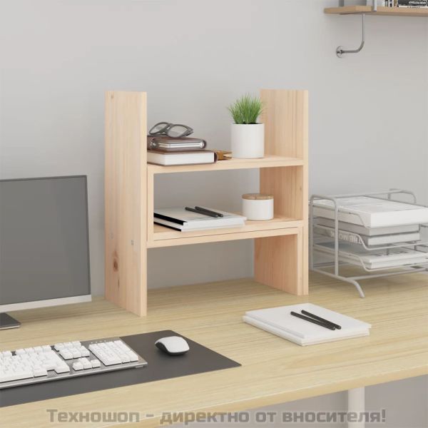 Поставка за монитор, (39-72)x17x43 см, бор масив