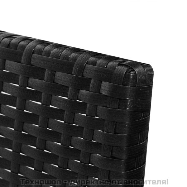 Градински комплект с възглавници, 3 части, полиратан, черен