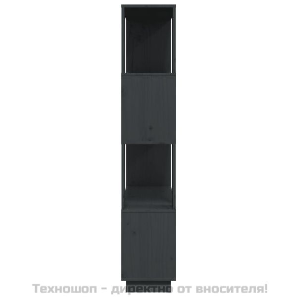 Библиотека/разделител за стая, сива, 80x25x132 см, бор масив
