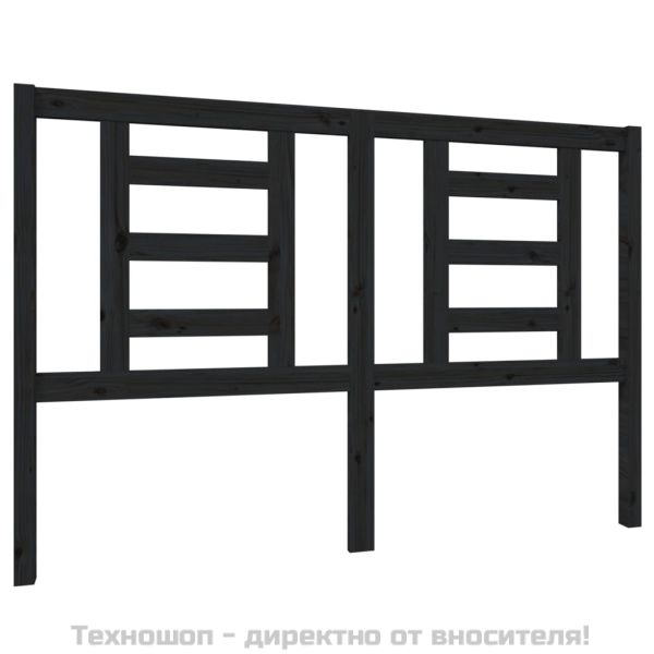 Горна табла за легло, черна, 146x4x100 см, бор масив