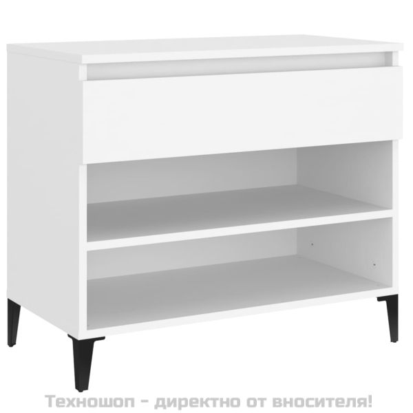 Шкаф за обувки, бял, 70x36x60 см, инженерно дърво