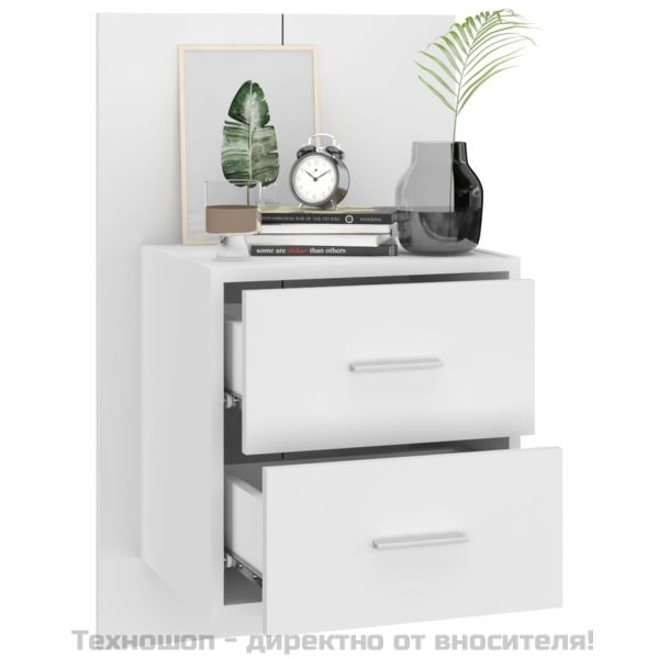 Нощно шкафче за стенен монтаж, бяло