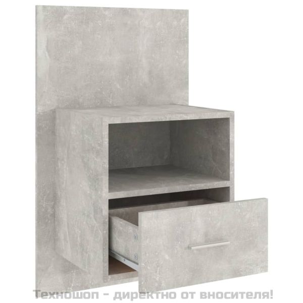 Нощно шкафче за стенен монтаж, бетонно сиво