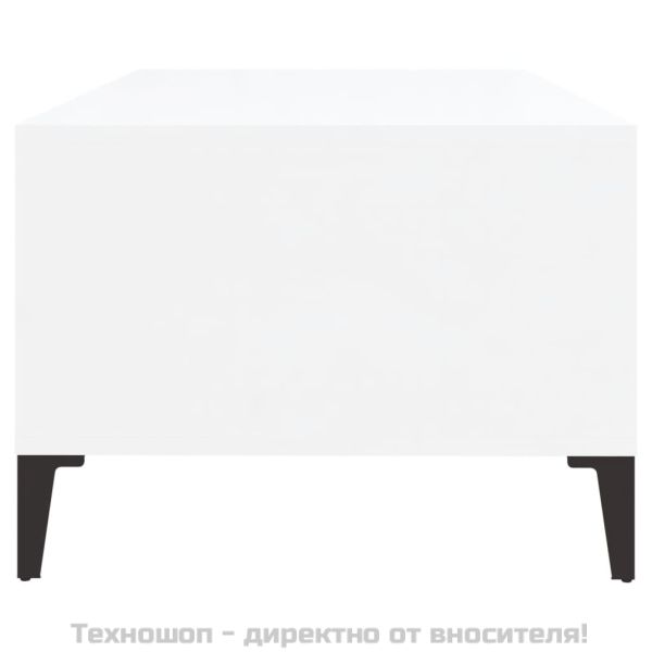 Кафе маса, бял гланц, 90x50x36,5 см, инженерно дърво