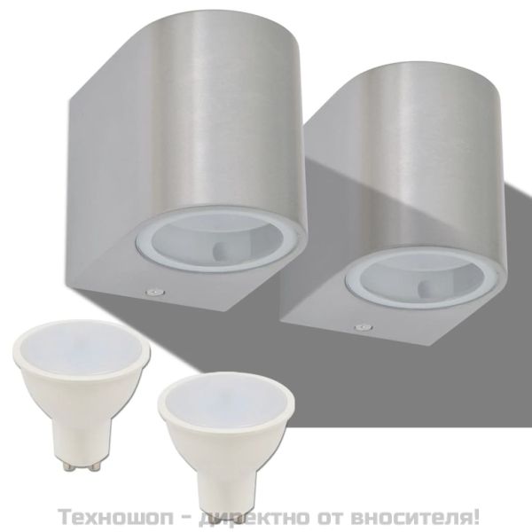 Външни LED прожектори за стена, обли, насочени надолу, 2 бр