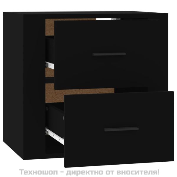 Нощно шкафче за стенен монтаж, черно, 50x36x47 см