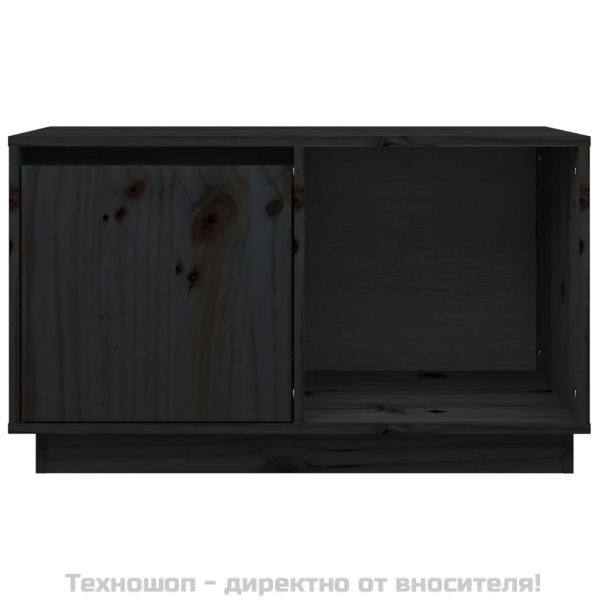 ТВ шкаф, черен, 74x35x44 см, бор масив