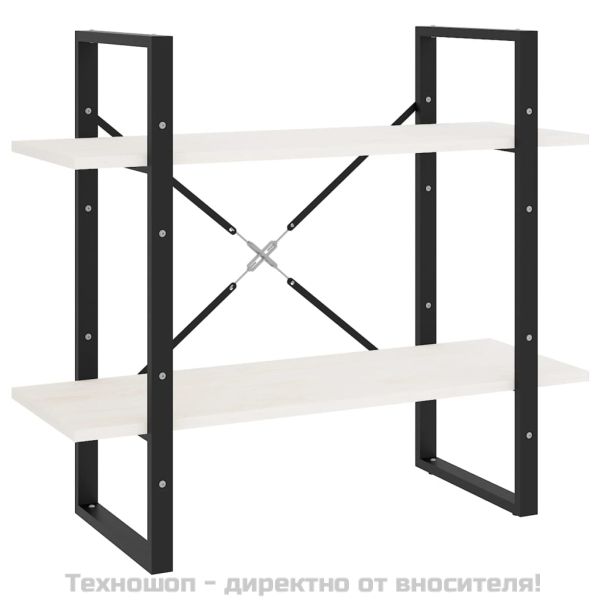 2-етажна библиотека, бяла, 80x30x70 см, борово дърво масив