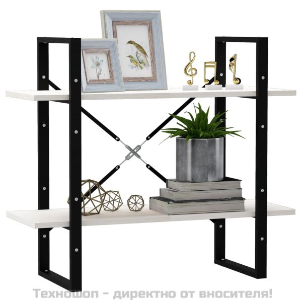 2-етажна библиотека, бяла, 80x30x70 см, борово дърво масив