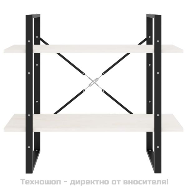 2-етажна библиотека, бяла, 80x30x70 см, борово дърво масив