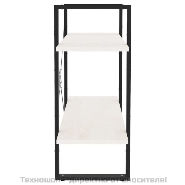 2-етажна библиотека, бяла, 80x30x70 см, борово дърво масив